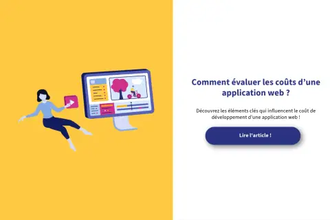 Une personne interagit avec un écran d'ordinateur affichant une interface de création de contenu, peut-être pour une web app.
