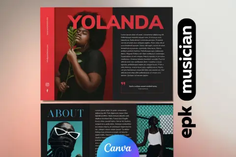 Press kit artiste : Yolanda, musicienne, avec ses photos et sa biographie.